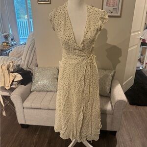 Reformation Cream Polka Dot Midi Dress